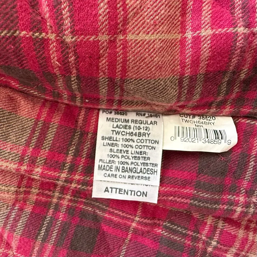 Women’s  C.E. SCHMIDT Workwear Medium Canvas Coat Barn Chore Quilted Hooded - Picture 7 of 12